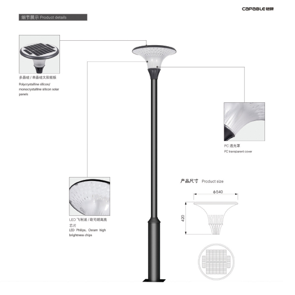 JHTY-9001B Solar LED Garden Light Professional Manufacturer
