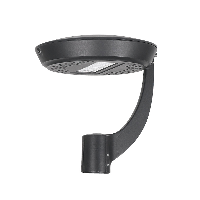 JHTY-9034 Curved Arm LED Garden Post Light with UV Resistant PC Cover & Die-Cast Aluminum Housin